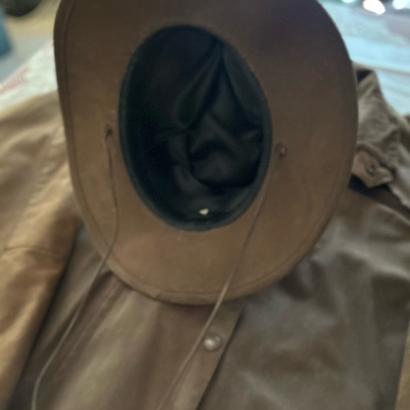Vintage Men’s Australian Outback Collection Oil Skin Duster & Cowboy Hat - Picture 12 of 16